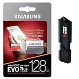 Samsung 128GB MicroSD XC Class 10 UHS-3 Mobile Memory Card up to 100MB/s Read Speed (MB-MC128GA) with MicroSD to SD Adapter, High Speed USB 3.0 MemoryMarket MicroSD & SD Memory Card Reader
