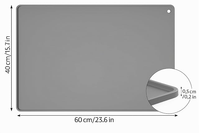 Foto 3 de 8 de Alfombrilla Silicona para Mascotas XL 60x40 cm - Base Antideslizante Impermeable y Lavable con Borde Elevado