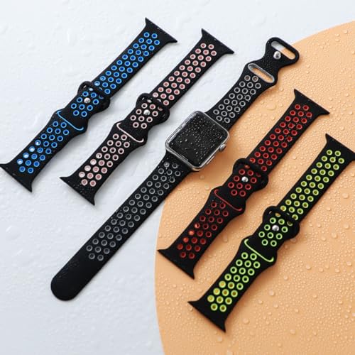 ALMNVO Sport Band for Apple Watch Band 44mm 45mm 42mm iWatch Ultra/Ultra 2 Bands 49mm 42mm Women Men,6-Pack Soft Silicone Sport Breathable Wristband Strap for Apple watch Series 9 8 7 6 5 4 3 2