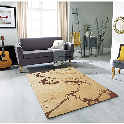 Image of Cracks Carpet for Living Room Size 6x8 Feet (180x240 cm) Color Beige & Brown