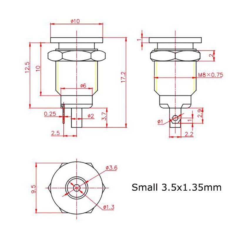 Jack di alimentazione CC, 50 pezzi, 3,5 x 1,35 mm, presa jack di alimentazione CC, femmina per montaggio a pannello, connettori in metallo per audio auto, laptop, lettori MP3 (grande 3,5 x 1,35 mm)