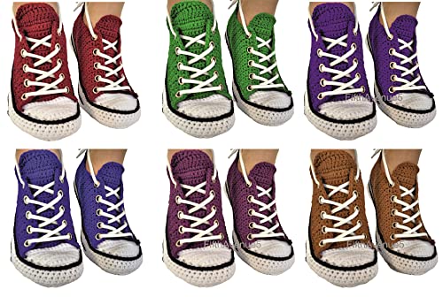 Black Canvas Low-Top Platform Crochet Sneakers - Handcrafted Unisex Slippers for a Cozy Winter2