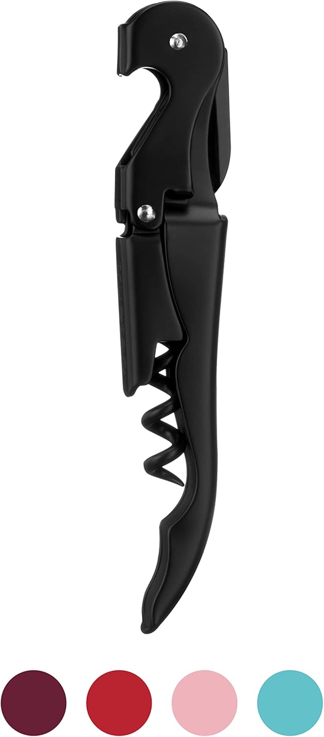 True TrueTap Double Hinged Waiter’s Corkscrew, Matte Black Wine Bottle