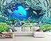 RTYUIHN 3d tapety ścienne delfin rodzina ultra jasne podwodny koral dekoracja salonu malarstwo nowoczesna dekoracja ścienna-samoprzylepna tapeta z pcv