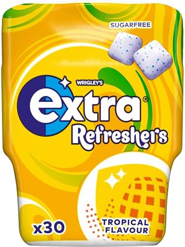 Extra Refreshers Tropical Sugar Free Chewing Gum With Xylitol 30 Pieces