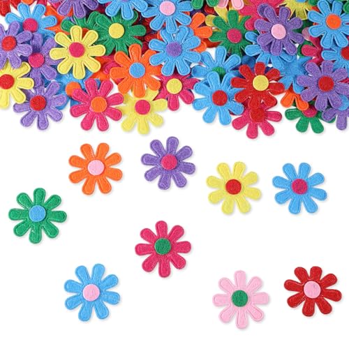 SULIKJHUI 200 Pcs Felt Flowers for Crafts Felt Glower 1.1 x 1.1 Inch Fabric Embellishments Assorted Colors for DIY Projects