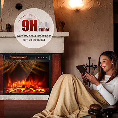 Goflame 18" Recessed Electric Fireplace, 1500W Insert Heater With Touch Screen, Remote Control & 9H Timer, Freestanding/Embedded Fireplace With 5-Level Flame Brightness And Overheat Protection #TOP7