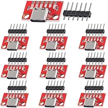 10 pcs USB Type-C Breakout Board Serial Basic Breakout Female Connector Type with Pin Header 2.54mm / 0.1" PCB Converter Board