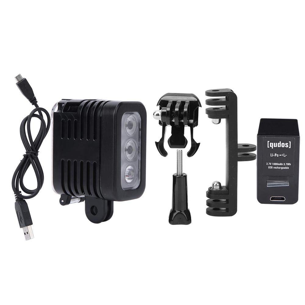 QinlorgoDiving Light, USB Rechargeable Battery Waterproof 30m LED Video Lamp Underwater Diving Fill Light for Gopro Sports Camera
