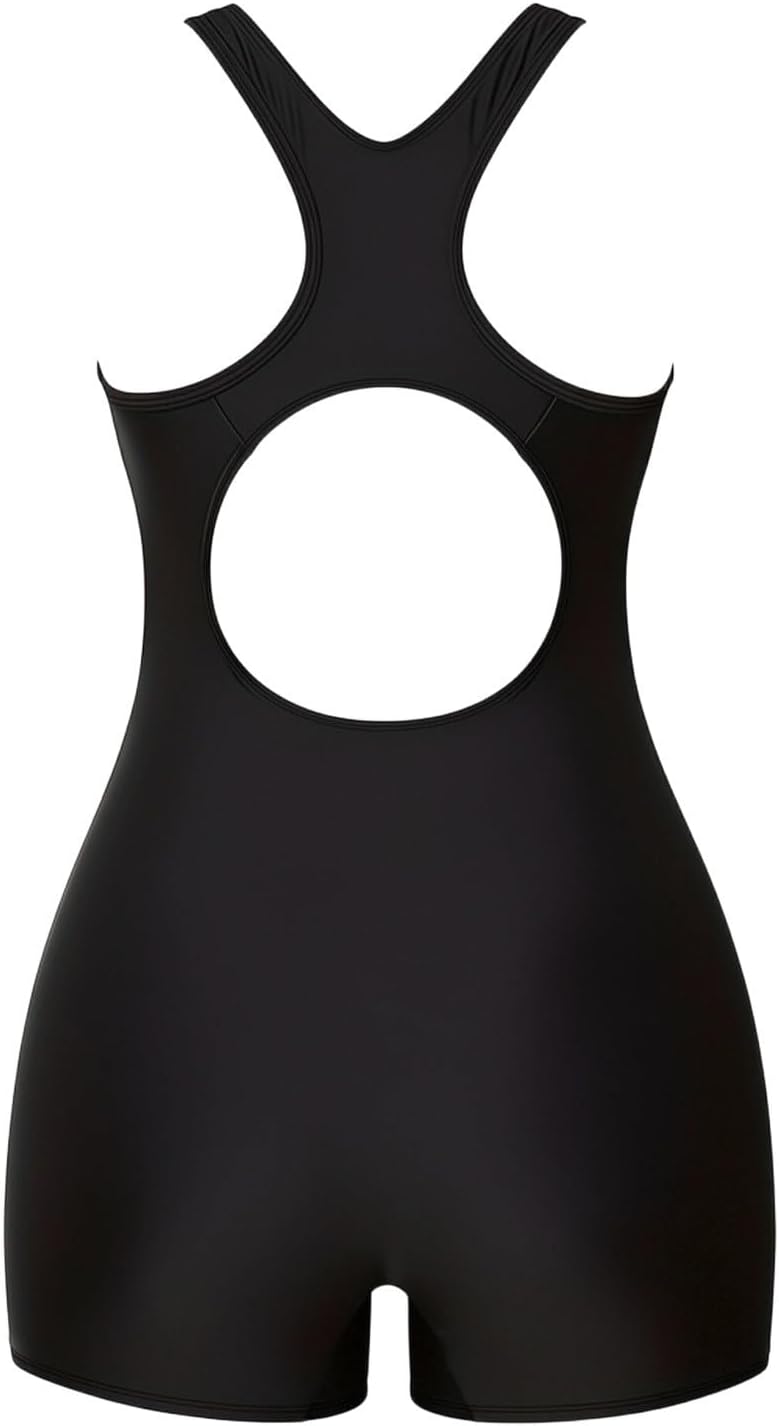 Women's Boyleg Racerback One Piece Swimsuit Athletic Full Coverage Swimwear for Lap Swimming