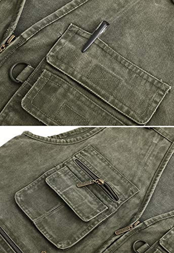 Spanye Men's Casual Vest Outdoor Photo Fishing Travel Vest 16 Pockets Sleeveless Jacket Waistcoat Green-2Xl #TOP4