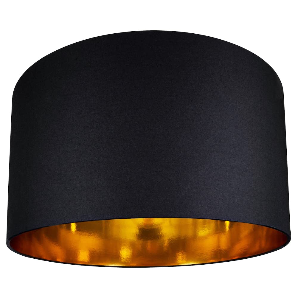 Black Cotton 20" Floor/Pendant Lamp Shade - Shiny Gold Inner - Contemporary Design