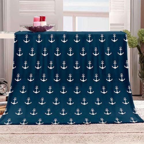 Anker Kuscheldecke Flauschig Decke 220x240cm, 3D Anker Fleecedecke Weich Sofadecke Warm Bettdecke Decken Wohndecke Tagesdecke Sofaüberwurf Schlafdecke Couchdecke Bettüberwurf,A700