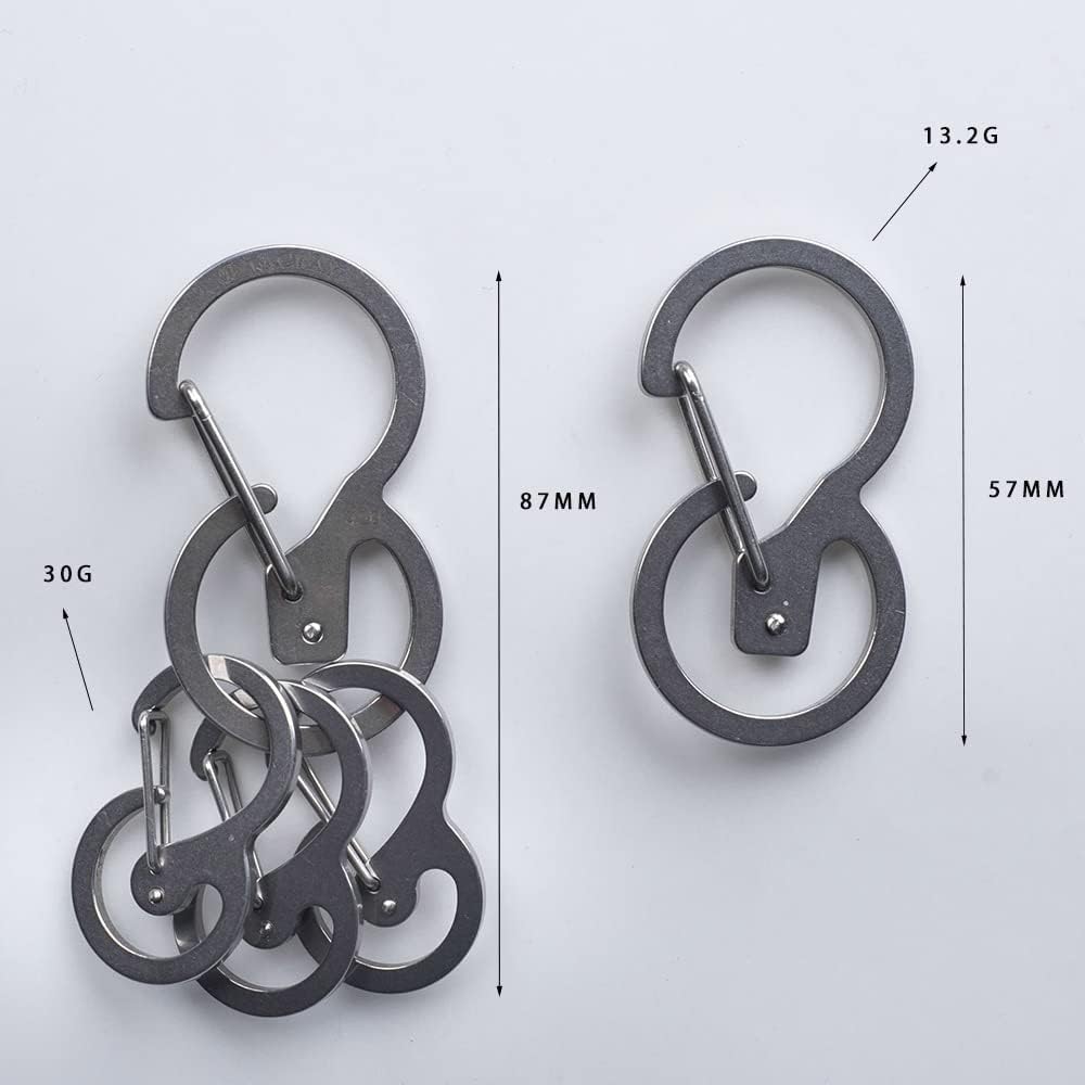 TACRAY Carabiner Keychain Clip Sets, Quick Released Key Holders, Stainless Steel Loop-Locked Hooks, Comes with 3pcs Extra Mini Clasps for More Keys image 2