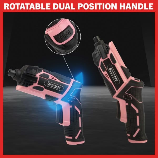 Miniatura 7 de Stalwart - Juego de destornilladores eléctricos de 4 V, 45 piezas, pistola de tornillo recargable inalámbrica de 4.5 Nm 250 RPM con agarre de doble