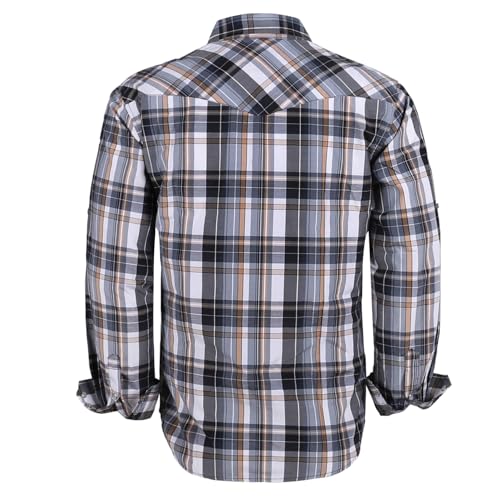 Pearl snap Men's Western Cowboy Long Sleeve Button Down Up Casual Classic Work Shirts2