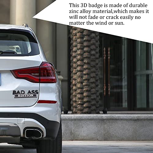 Image of 3D Metal Emblem Decal,Bad Ass Edition Emblem,Car Decoration Decal,Car Badge for Bumper,Universal Car Emblem Logo,Car Side Fender Rear Trunk Emblem(Black+White,1PC)