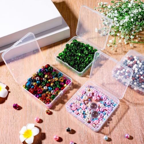 Image of Jetec 30 Pieces Mini Plastic Clear Beads Storage Containers Box for Collecting Small Items, Beads, Jewelry, Business Cards, Game Pieces, Crafts (3.7 x 3.7 x 1.2 Inch)