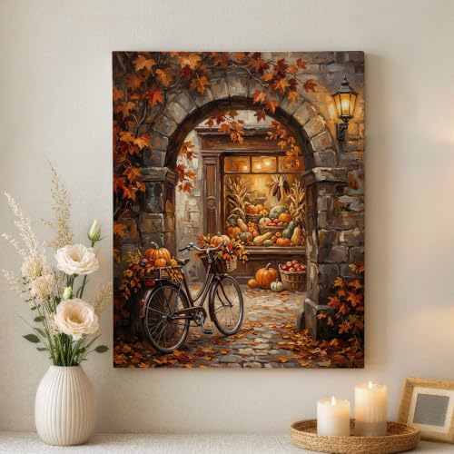 Lienzo de otoño con impresiones de alta nitidez en naranja para decorar tu cuarto 16x20 pulgadas