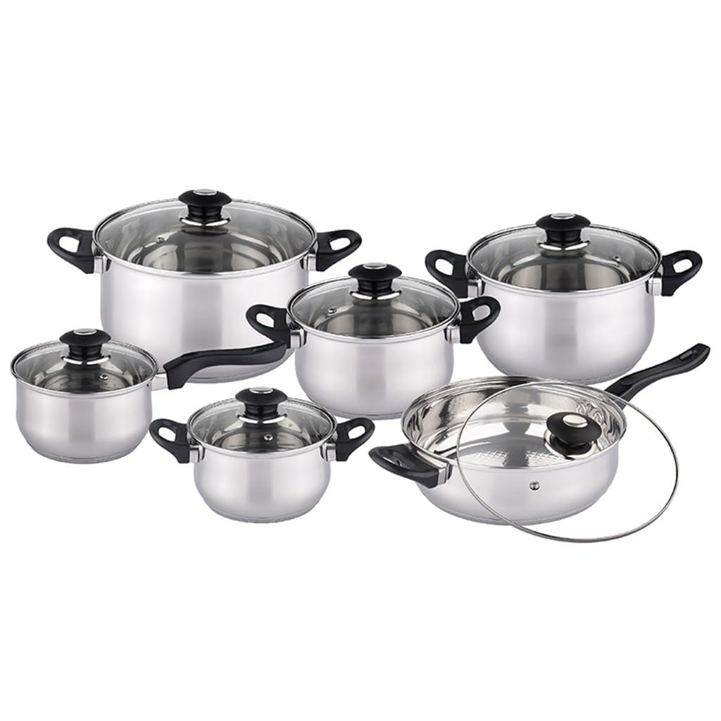 Juego de ollas de acero inoxidable con fondo grueso de 5 capas, olla antiadherente, olla para sopa, olla para guisar, sartén, juego de utensilios de cocina wisdom