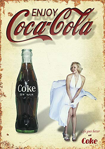 Coca Cola Plaque murale vintage en métal avec inscription « Kitchen Drink Pop » Taille S A5 (200x150 mm)
