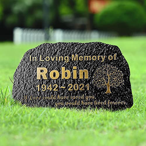 Personalized Human Memorial Stones Plaque Small Grave Headstone Customized in Loving Memory Outdoors Sympathy Condolences Gift Engraved for Mum Dad Loved Ones Lost or Pet