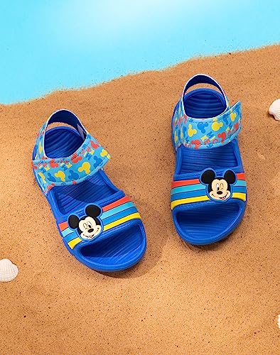 Disney Mickey Mouse Kids Sandals | Boys & Girls Sliders with Supportive Strap for Toddlers | Blue Slip-on Pool Shoes Footwear3