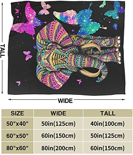 Sigyclu Elephant Butterfly Throw Blanket For Couch Sofa Bed Soft Cozy Fuzzy Black Galaxy Elephant Gifts For Women Adults Kids 50"X40" #TOP4