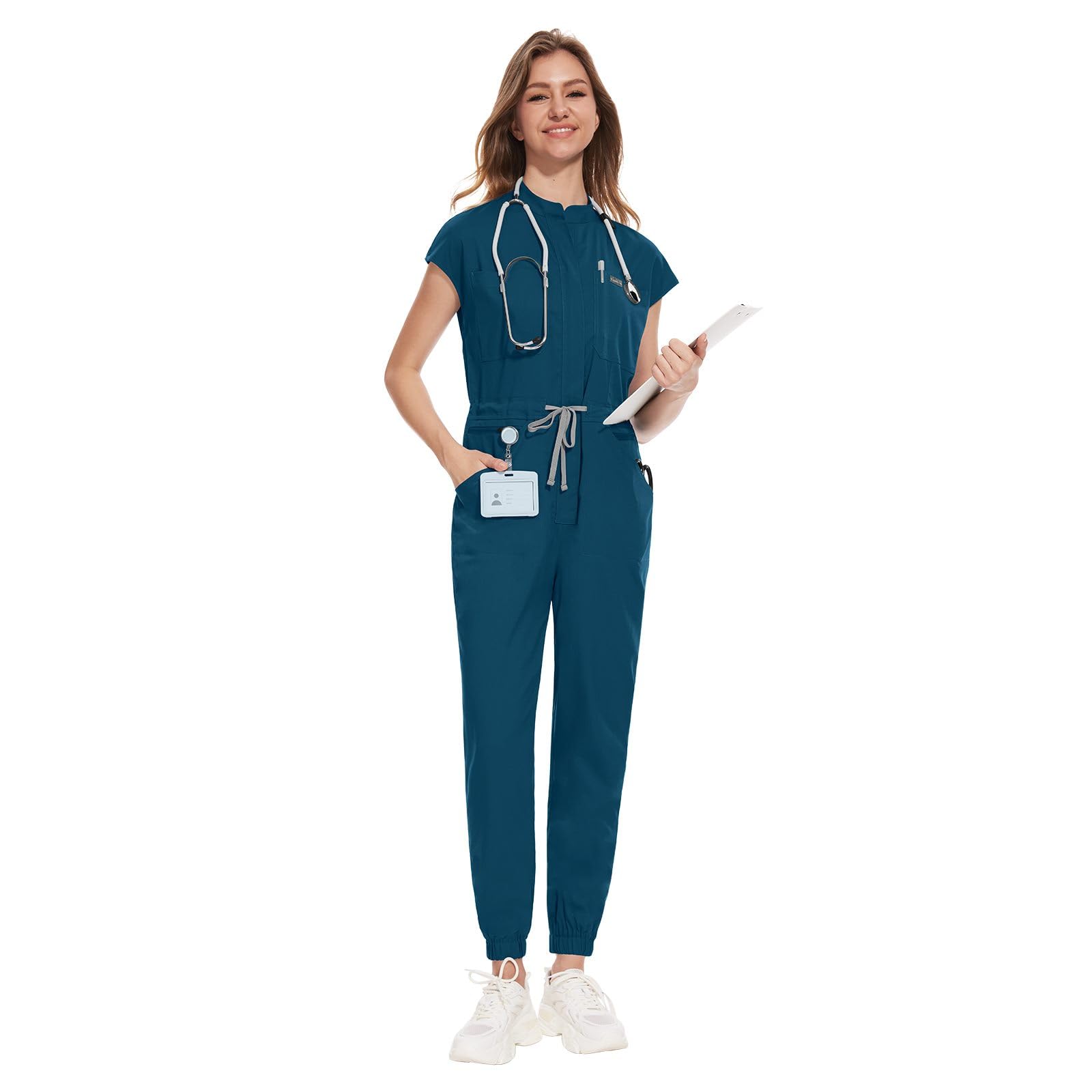 Viaoliwomens Scrub Jumpsuit In Pocket Scrubs Set With Front
