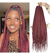 Box Braid Crochet Hair 20 Inch Burgundy Crochet Box Braids Pre Looped Goddess Box Braids Crochet ...