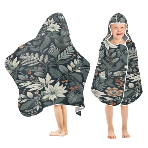 Kigai Vintage Flower Hooded Beach Towel for Kids Soft Absorbent Quick Dry Bath Towel with Hood Lightweight Toddler Shower Pool Bath Wrap for Boys Girls