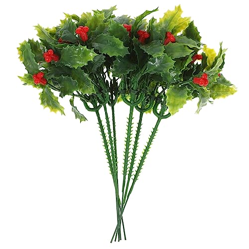 12個 クリスマス 造花 赤 ベリー 茎 フェイク ヒイラギ ベリー クリスマス用 ツリー 装飾品 DIY リース 花瓶 休日 ホーム 装飾