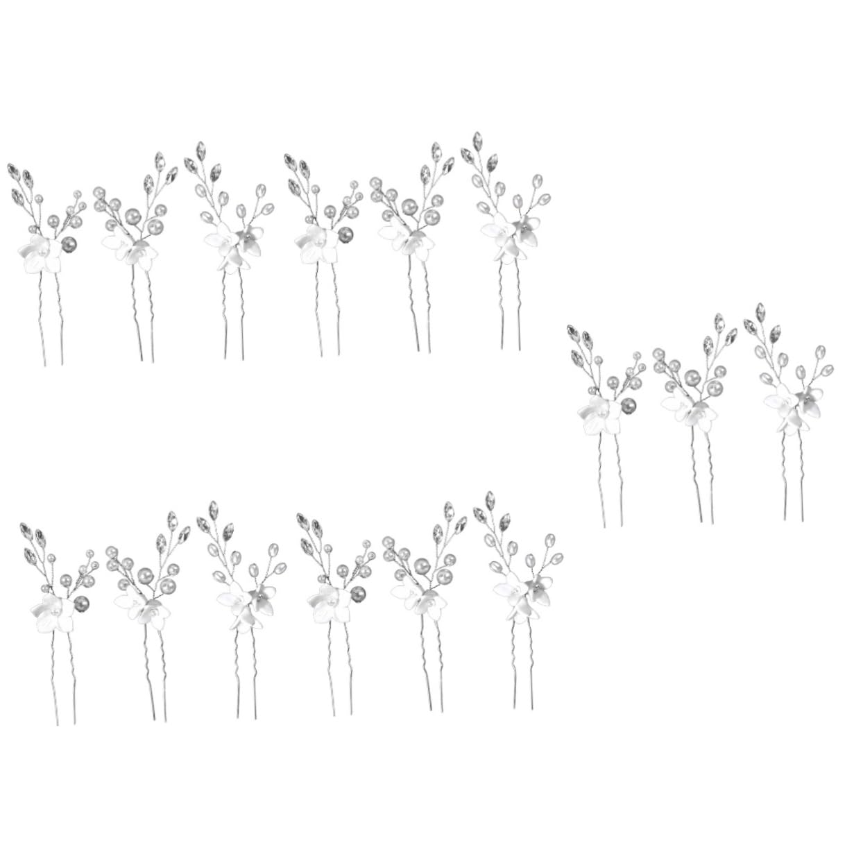 Beaupretty 15pièces Épingles De Cheveux Élégantes Pour Mariage Accessoires De Mariée Avec Fleurs Perles De Parfait Pour Fiançailles