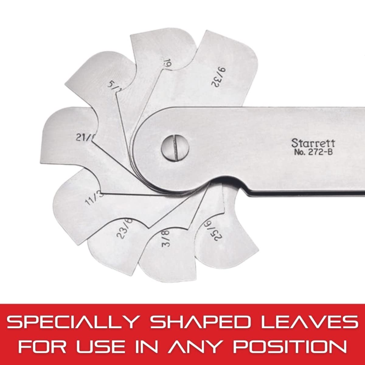 Starrett Fillet or Radius Gage for Convex and Concave Radii - Ideal for Carpenters and Constructions - Stainless Steel, 34 Leaves, 1-7mm Radius Gage, Millimeter Reading - 272B