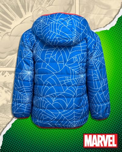 Image of Marvel Spider-Man Boys Puffer Jacket Reversible Sherpa Fleece Lining Coat