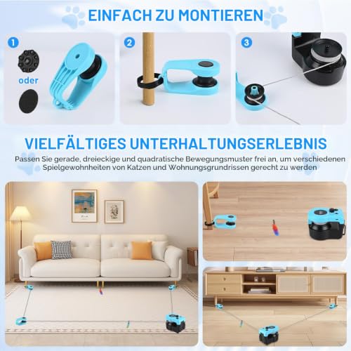 Interaktives Katzenspielzeug Elektrisch, Katzenspielzeug Selbstbeschäftigung, Automatisches/Ferngesteuertes Intelligenzspielzeug für Katzen, Einstellbare Geschwindigkeit/Laufwegen – Bild 4