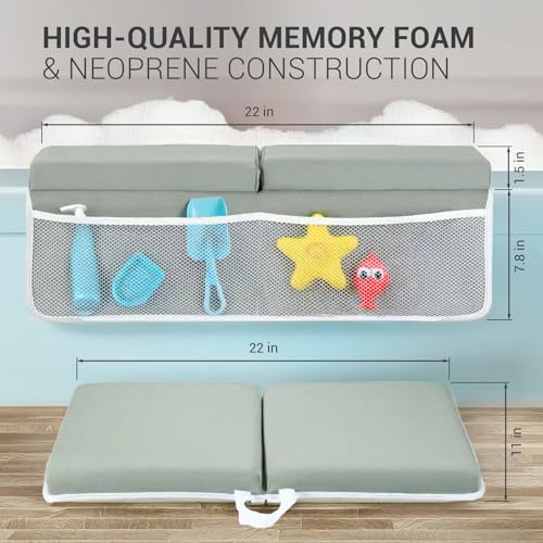 COLSEN Baby Bath Kneeler and Elbow Kneeling Rest Pad Set – Comfortable, 1.5” Thick, Painless, Non-Slip, Foldable Bathing Parent time Mat, with Toy Organizer for Babies and Toddler While Sitting Up - Image 3
