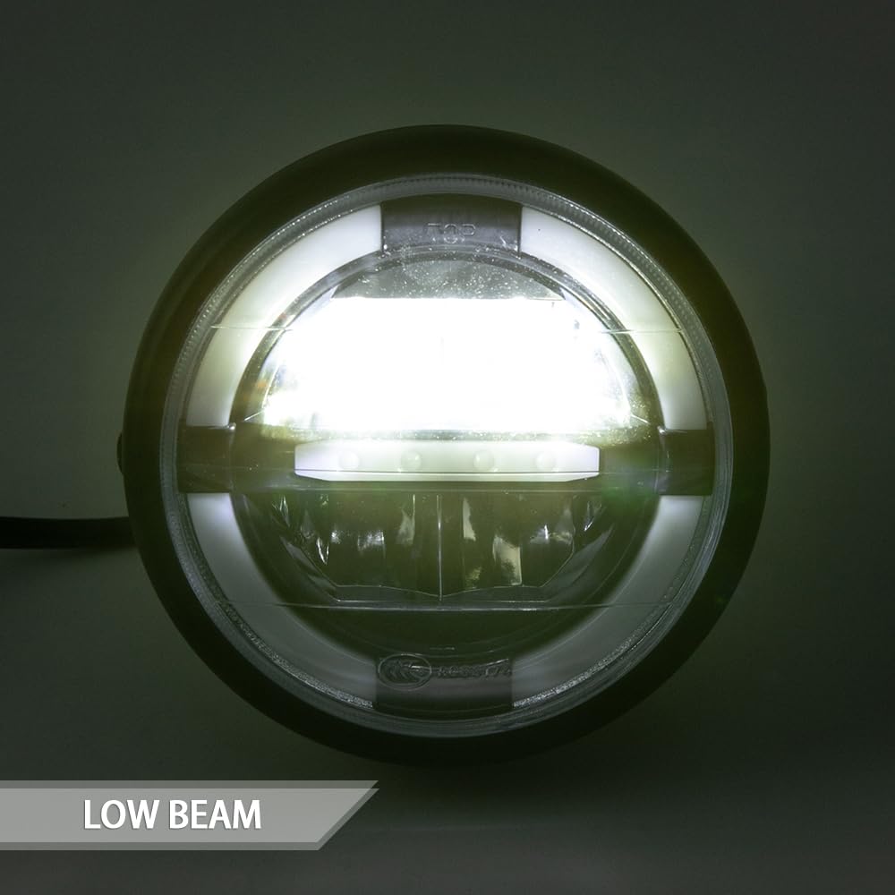 Motorrad scheinwerfer Universal 6,8" LED-Scheinwerfer mit Tagfahrlicht Blinklicht für Cafe Racer Bobber Chopper Frontscheinwerfer