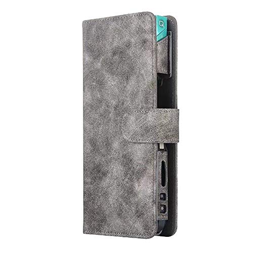 Preisvergleich Produktbild IQOS Tasche - Tasche für Elektronische iQOS-Zigarette, Lederimitat Zigarettenetui,Mit Kartenfach Zigarettenetui in Premiumqualität-Grau