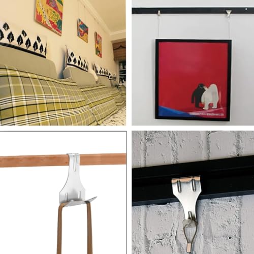 Image of 6PCS Thickened Plated Color S Shaped Picture Hooks Traceless Photo Wall Hanging Hooks Oil Painting Exhibition Gallery Picture Frame Hooks Applied to Shelves Frames Picture Rail Hanging Systems