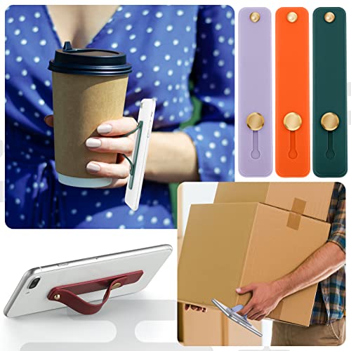 Image of Weewooday 6 Pieces Phone Grip Holder Cell Phone Grip Strap Telescopic Finger Strap Stand Universal Finger Kickstand for Most Smartphones(Bright Colors,Classic)
