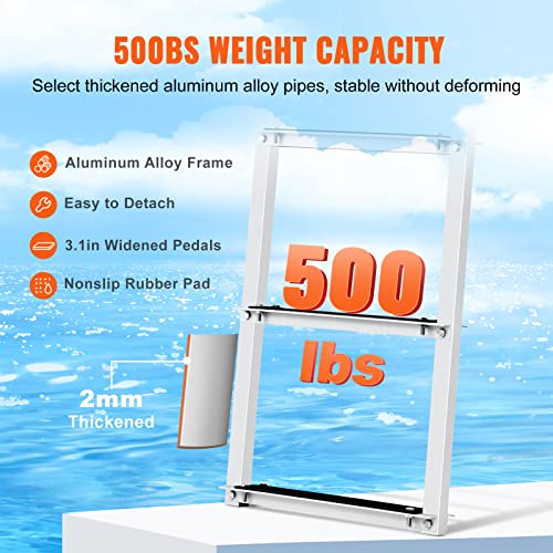VEVOR Removable Dock Ladder 5 Steps,500 lbs Load Capacity, Aluminum Pontoon Boat Ladder with Nonslip Rubber Mat,Swimm Step Ladders for Ship/Lake/Pool/Marine Boarding by VEVOR - Image 3