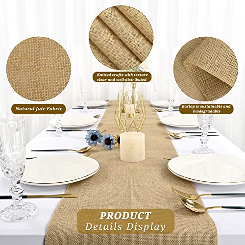 10 Pack Burlap Table Runner 12 X 108 Inch Wedding Table Runners Natural Jute Vintage Table Runner Rustic Hessian Table Cover For Wedding Table Decorations Farmhouse Thanksgiving (Natural) #TOP1