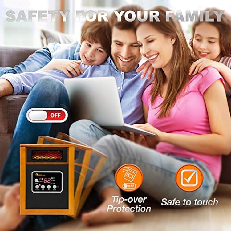 Dr Infrared Heater DR-968 Portable Space Heater ، 1500-Watt ، Cherry