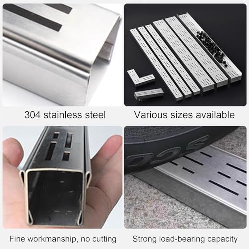 Zestaw odwodnień liniowych ze stali nierdzewnej, wyjmowane kratki odwodnieniowe do ogrodu, patio, tarasu, łazienki, ogrodu, chodnika - Slim Floor Drain