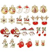 BEEFLYING 24Pcs Weihnachten Charms Legierung Emaille Anhänger Elch Weihnachtsmann Schneemann Schn...