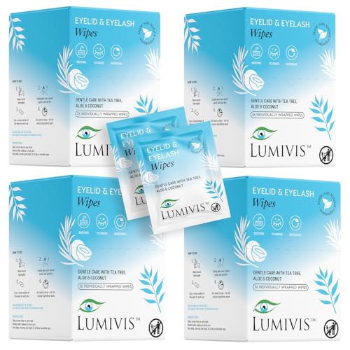 Lumivis Cuidado de los ojos de alta calidad con árbol de té natural: las toallitas para los párpados con aceite de árbol de té de Luce ofrecen el cuidado ocular más suave y eficaz sin conservantes