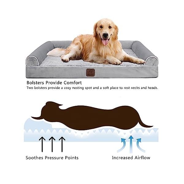 LUJCCHY Orthopedic Dog Beds for Large/Extra Large Dogs and Cats – Egg Crate Foam Pet Dogs Sofa Beds with Washable Cover and Waterproof Lining, Grey (XX-Large) LUJCCHY Orthopedic Dog Beds for Large/Extra Large Dogs and Cats – Egg Crate Foam Pet Dogs Sofa Beds with Washable Cover and Waterproof Lining, Grey (XX-Large)