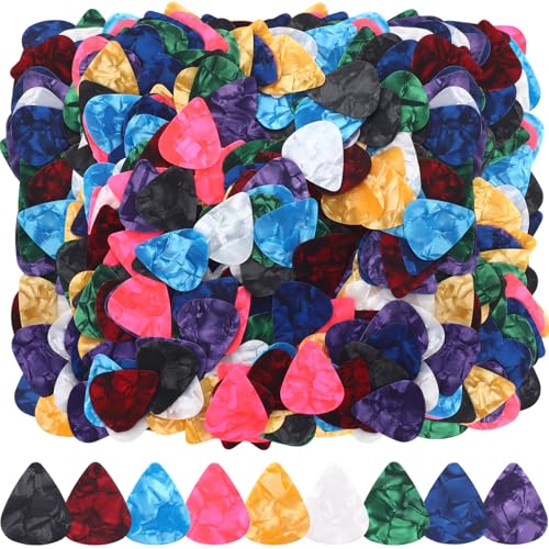 Yeshone - 600 púas de guitarra a granel para guitarra acústica eléctrica, púas medianas y pesadas (9...