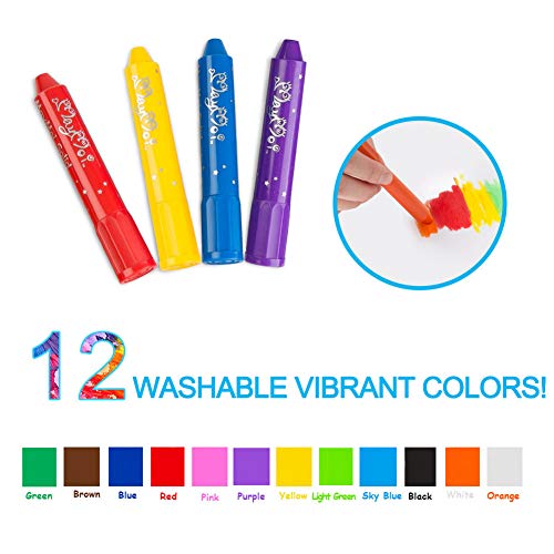 Maymoi Tempera Paint Sticks, Washable Paint Sticks For Kids, Non-Toxic, Quick Drying & No Mess (12 Bright Colors) #TOP2